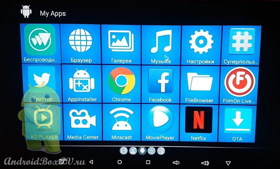 меню приложений главный экран с приложениями, подписанными на русском языке смена языка на android tv
